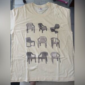 🆕 Bad Bunny DTMF Merch Pale Yellow Chairs Graphic T